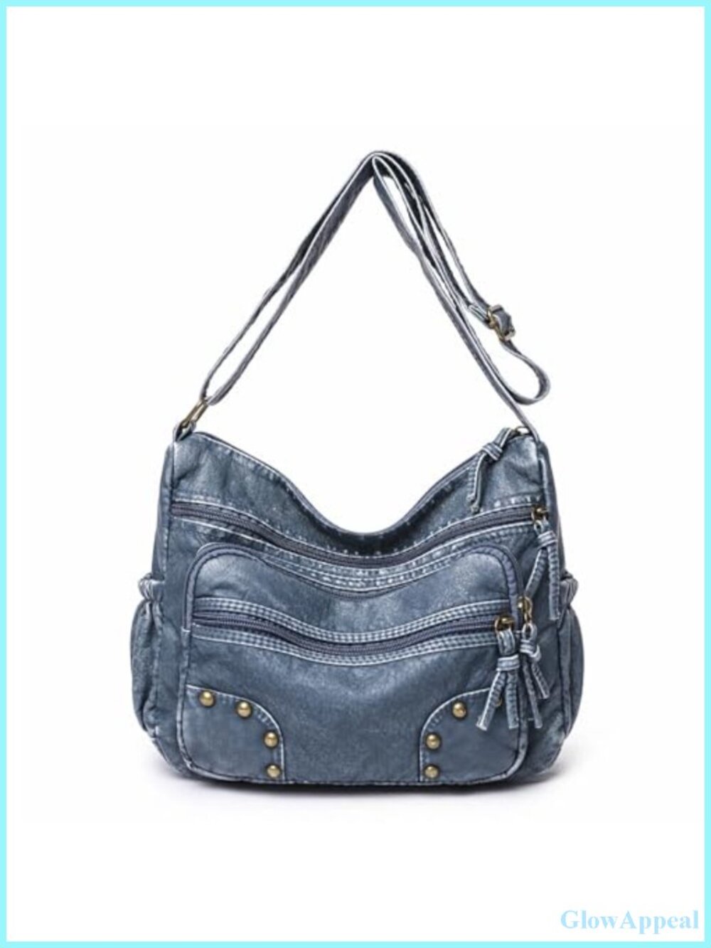 Soft Leather Crossbody Satchel Handbag Multi-Pocket Waterproof Shoulder Bag
